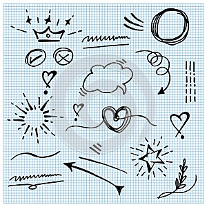 Vector hand drawn collection of design element