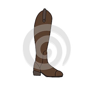 Vector hand drawn colored horse riding boot