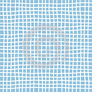 Vector hand drawn crayon checkered pattern. Grunge Doodle Plaid geometrical blue white brush texture. pencil Crossing