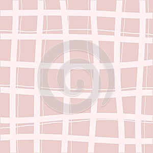 Vector hand drawn cute checkered pattern. Doodle Plaid geometrical simple texture. Crossing lines. Abstract cute