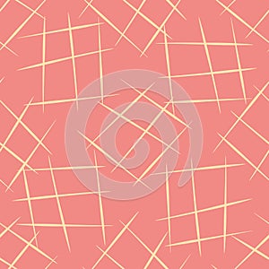 Vector hand drawn diagonal scribbled individual grunge grid rectangles.. Seamless pattern background with abstract hand