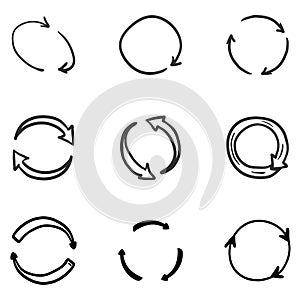 Vector Hand Drawn Doodle Circle Arrows