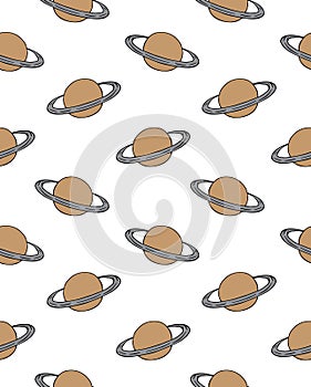 Vector hand drawn doodle colored Saturn planet