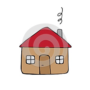 Vector hand drawn doodle colored sketch house