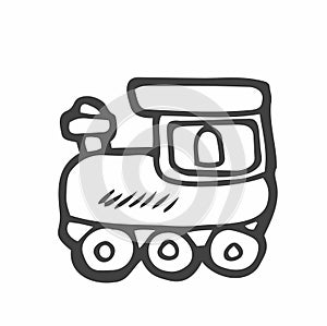 Vector hand drawn doodle cute train steam locomotive isolated on white background. Best for coloring book for children education.