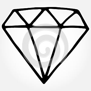 Vector hand drawn doodle diamond. Isolated illustration