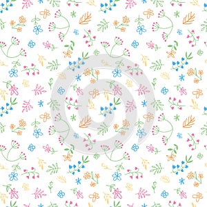 Vector hand drawn doodle flower seamless pattern