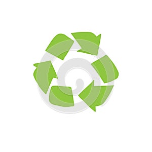 Vector hand drawn doodle green recycle symbol