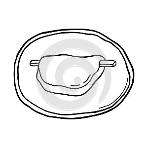 Vector hand drawn doodle hanabira mochi. Japanese rice dessert. Design sketch element for menu cafe, restaurant, label and