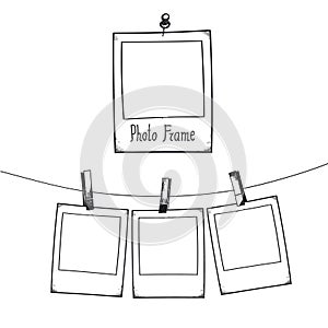 Vector hand drawn doodle illustration of retro photo frame.