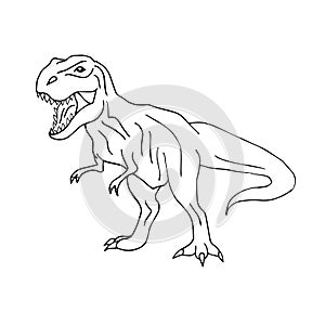 Vector hand drawn doodle sketch tyrannosaur dinosaur on white background