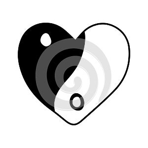 Vector hand drawn Yin Yang heart symbol