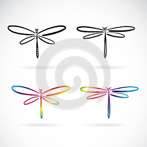 Vector of hand drawn doodle style dragonfly isolated on white background. Animal. Insect. Easy editable layered vector