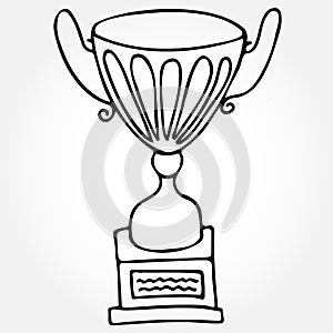 Vector hand drawn doodle victory cup. Isolated illustration