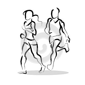 Vector hand drawn fitness people sketch.