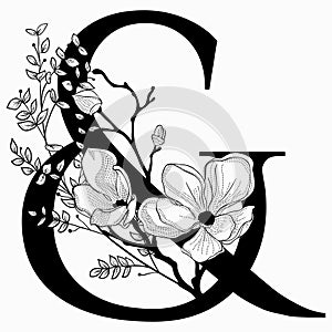 Vector Hand Drawn floral Ampersand monogram and logo