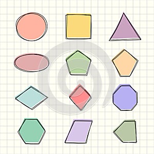 Vector Hand Drawn Geometric Shape Icon Set