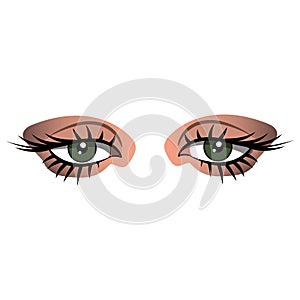 Vector hand-drawn girls sexy luxurious eyes with perfectly shaped and full lashes. Good for design business visit card, cartoon