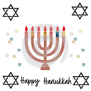 Vector hand drawn greeting card - Happy Hanukkah.