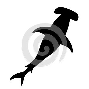 Vector hand drawn hammerhead shark silhouette