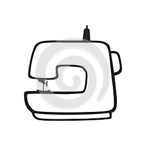 Vector hand drawn icon of sewing machine