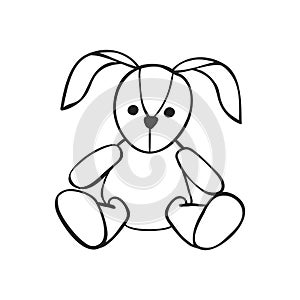 Vector hand drawn icon of soft toy rabbit