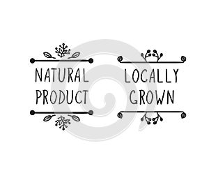 Vector Hand Drawn Icons: Natural Product and Locally Grown, Farmers Products Design Elements Isolated.