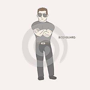 Vector hand drawn illustration of bodyguard photo