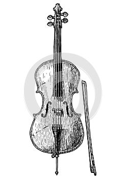 Vintage illustration of Cello photo