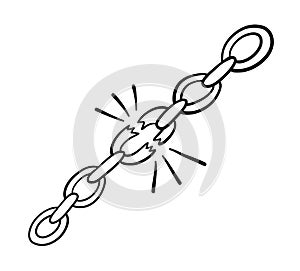 Vector hand-drawn illustration of chains are broken