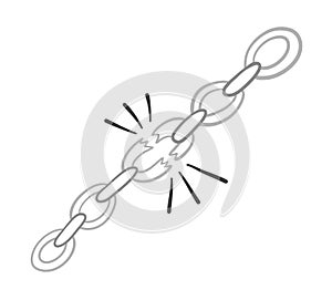 Vector hand-drawn illustration of chains are broken