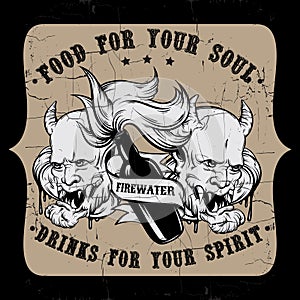 Vector hand drawn illustration of ` Firewater`