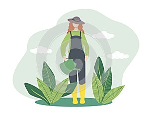 Vector hand drawn illustration in flat style on the theme of gardening