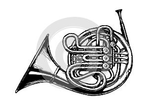 Vintage illustration of French horn