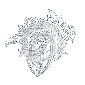 Vector hand drawn illustration of garuda balinese culture