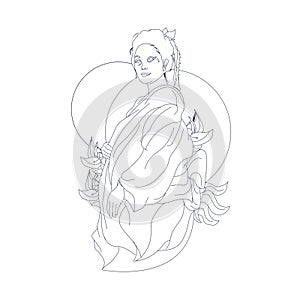 Vector hand drawn illustration of geisha