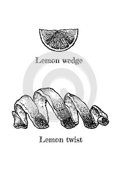 Lemon twist and wedge photo