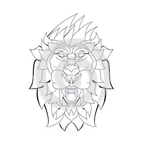 Vector hand drawn illustration of lion
