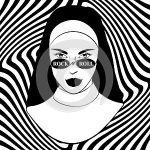 Vector hand drawn  illustration of nun.