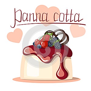 Vector hand drawn illustration of Panna cotta