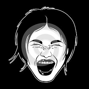 Vector hand drawn illustration of screaming girl.