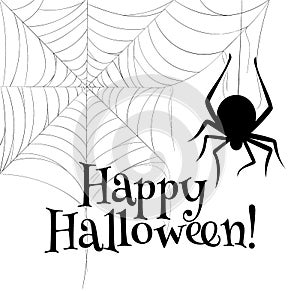 Vector hand drawn illustration of spider web with doodle style isolated on white background. Happy halloween greeting