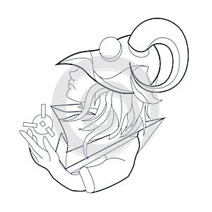 Vector hand drawn illustration of evil clown