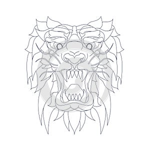 Vector hand drawn illustration of tiger