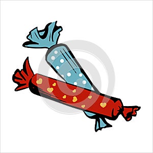 Vector hand drawn illustration of two candies