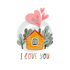 Vector hand drawn illustration. Valentines day card design. Love letter with a bouquet of flowers