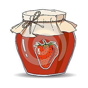 Hand drawn strawberry jam jar