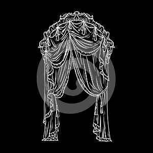 Vector hand drawn illustration of window curtain made in sketch style.