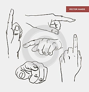 Vector hand drawn image hands