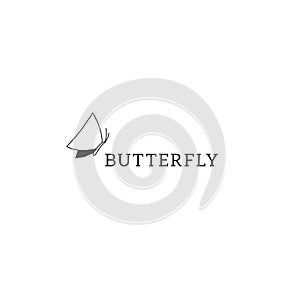 Vector hand drawn insect logo template with a butterfly icon. Simple doodle illustration.